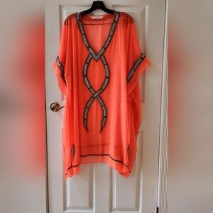 BEADED KAFTAN BY 6 Shore Road Size: One size fits all. Color Coral.  NWOT